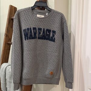 GUC Pressbox Heather Charcoal Auburn War Eagle Quilted Sweatshirt